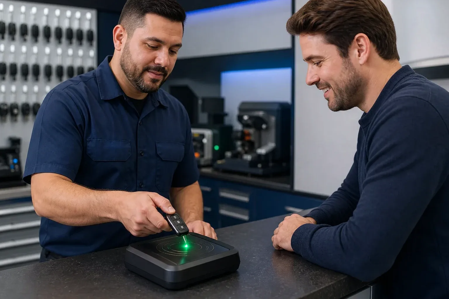 Chaveiro programando um controle remoto em Garanhuns.
